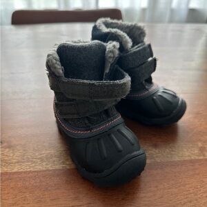 Carter's Black and Gray Winter Boots Velcro Closure